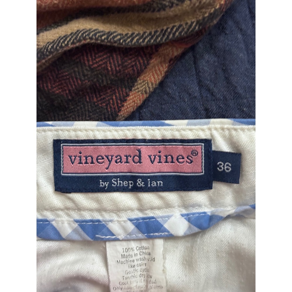 Vineyard Vines Mens Breaker Shorts Blue White Gingham Plaid Cotton Size 36 - Picture 6 of 8